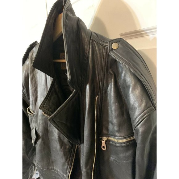 Vtg Miropa Black Leather Jacket Men’s Sz S - Picture 10 of 12